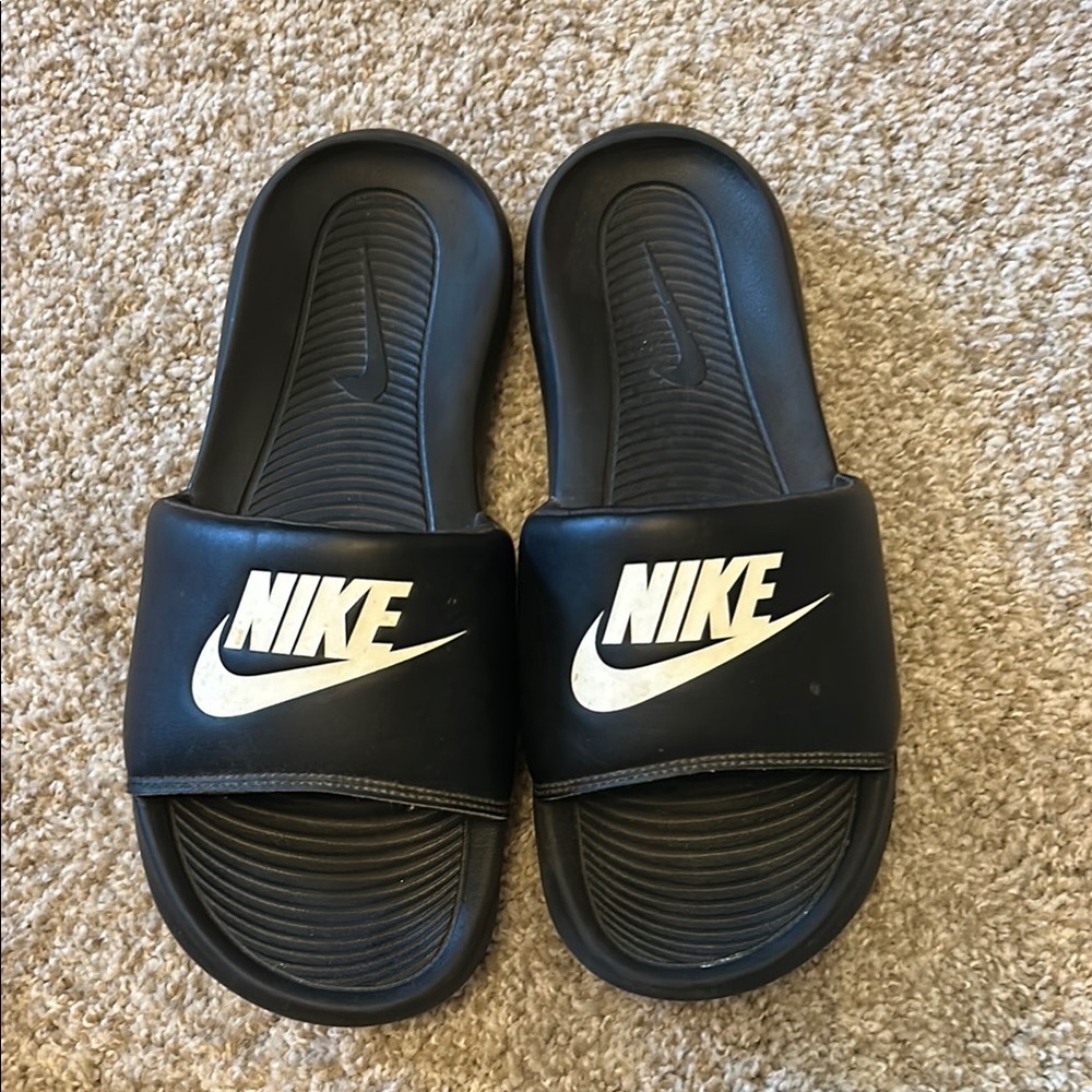 Nike Black and White Slide Sandals